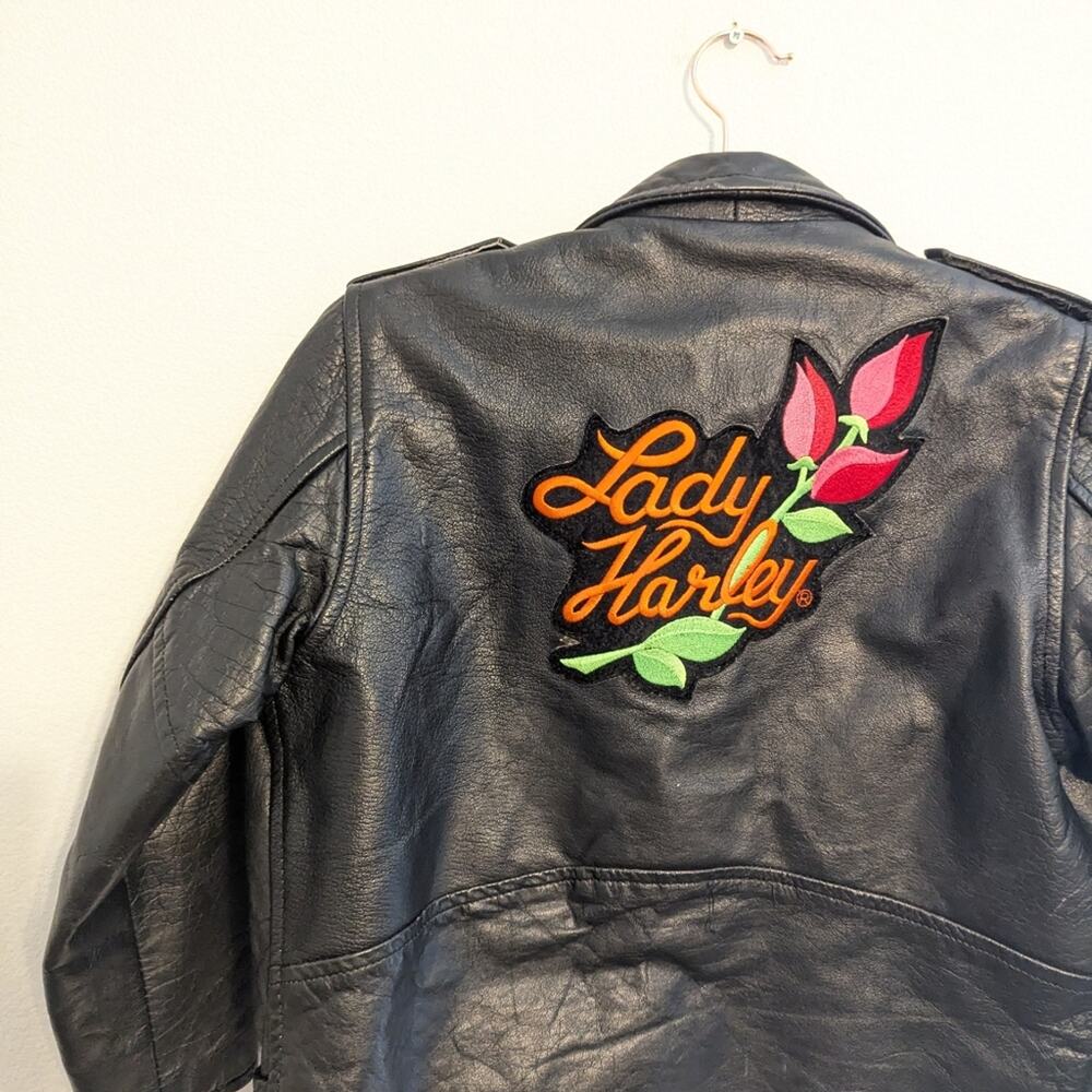 Leather King Black Cropped Patched Leather Moto Biker Jacket Size XXXL - Picture 5 of 8